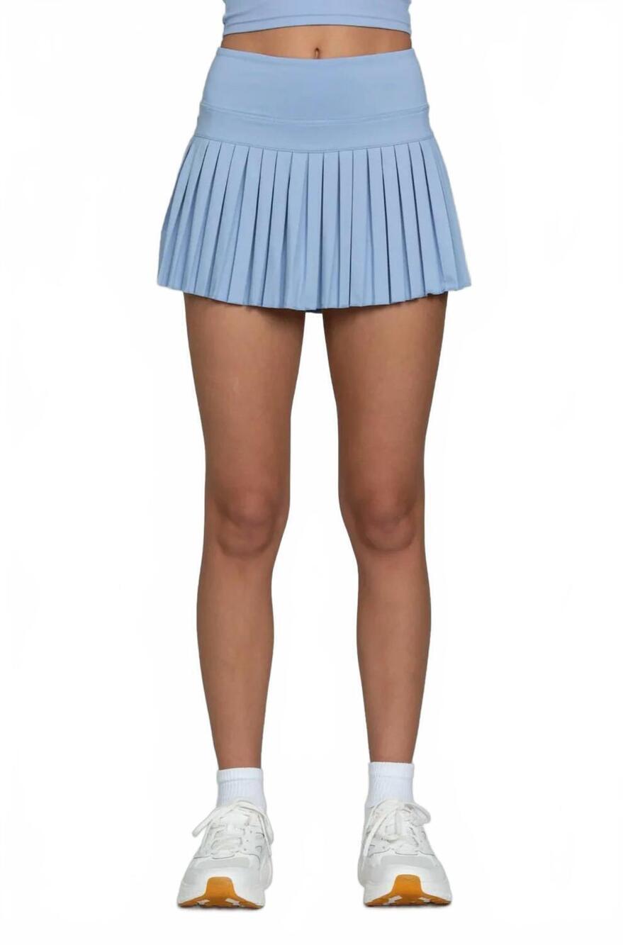 NEW GOLD HINGE pleated tennis skort in fairview blue